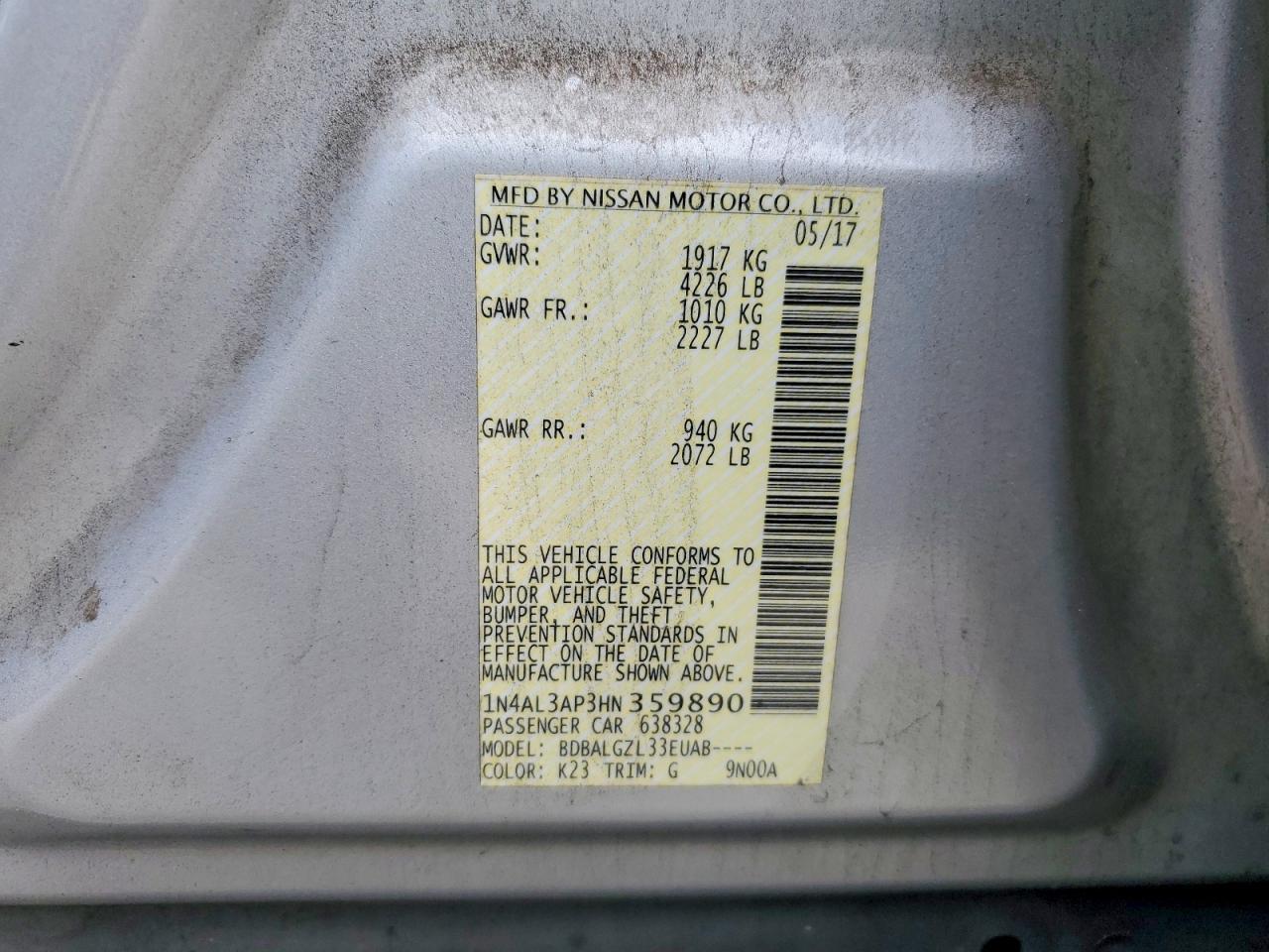 2017 NISSAN ALTIMA