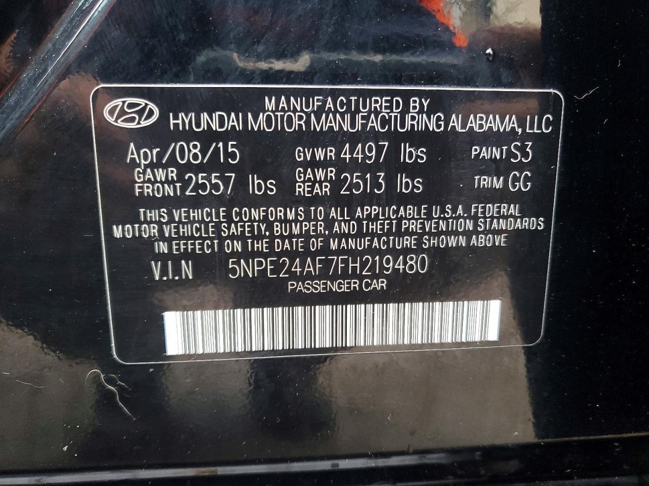 2015 HYUNDAI SONATA