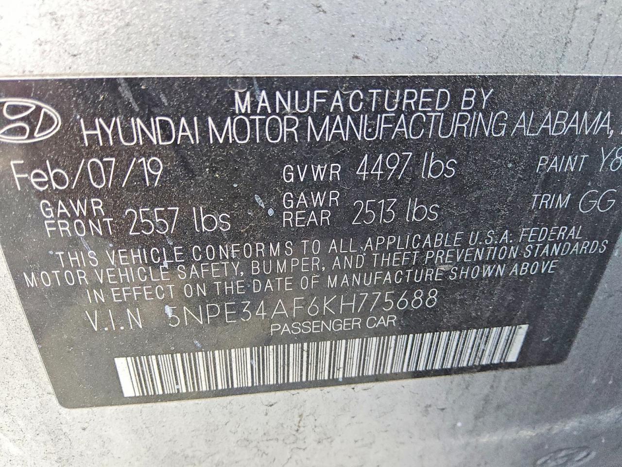 2019 HYUNDAI SONATA