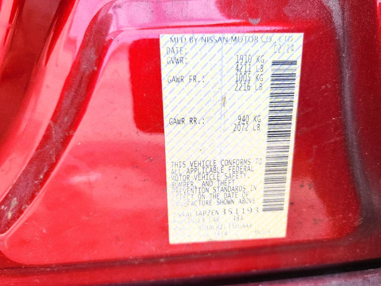 2014 NISSAN ALTIMA