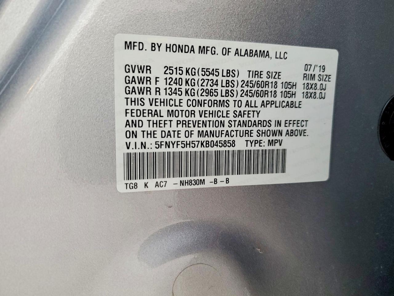 2019 HONDA PILOT