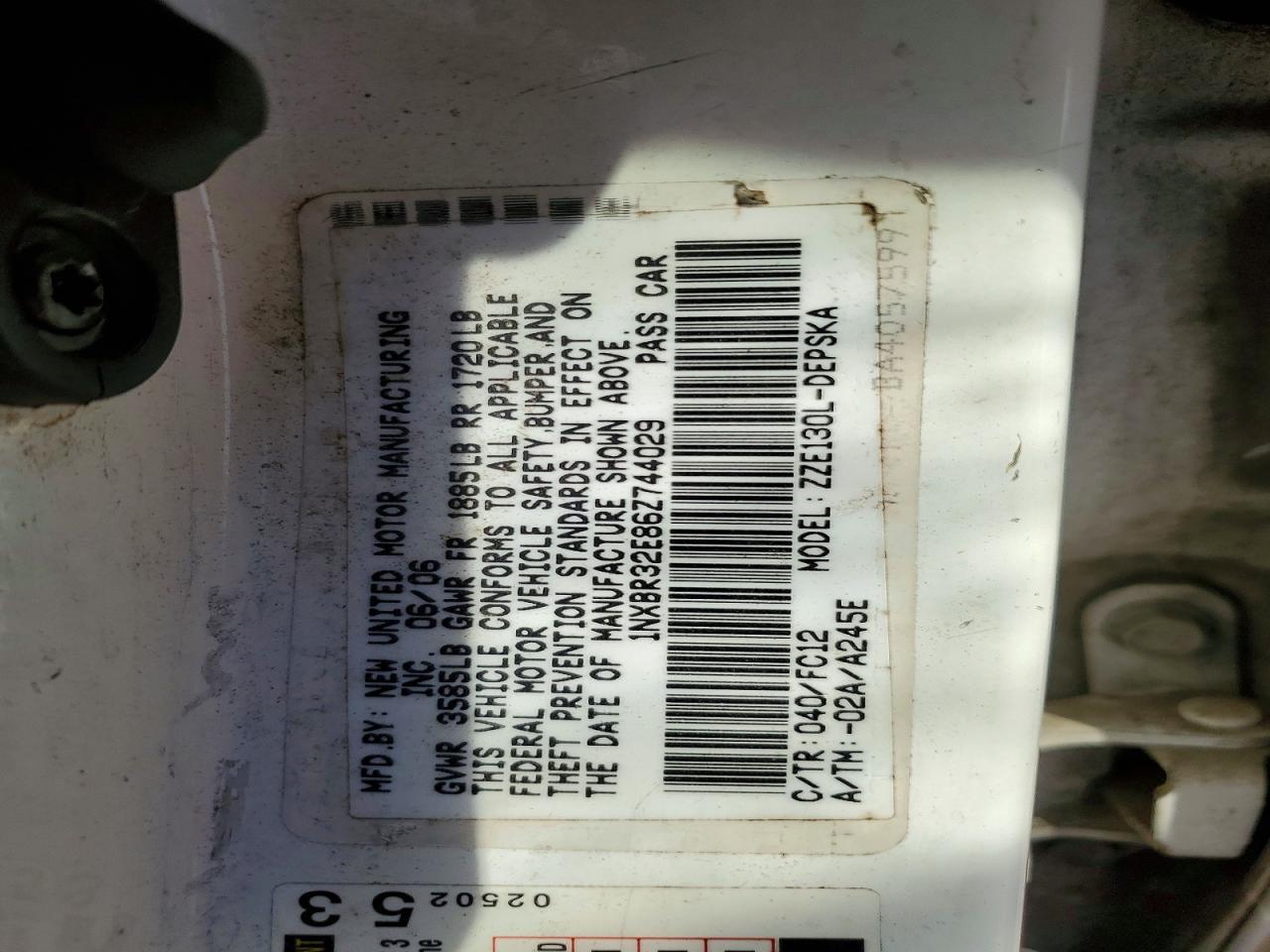 2006 TOYOTA COROLLA
