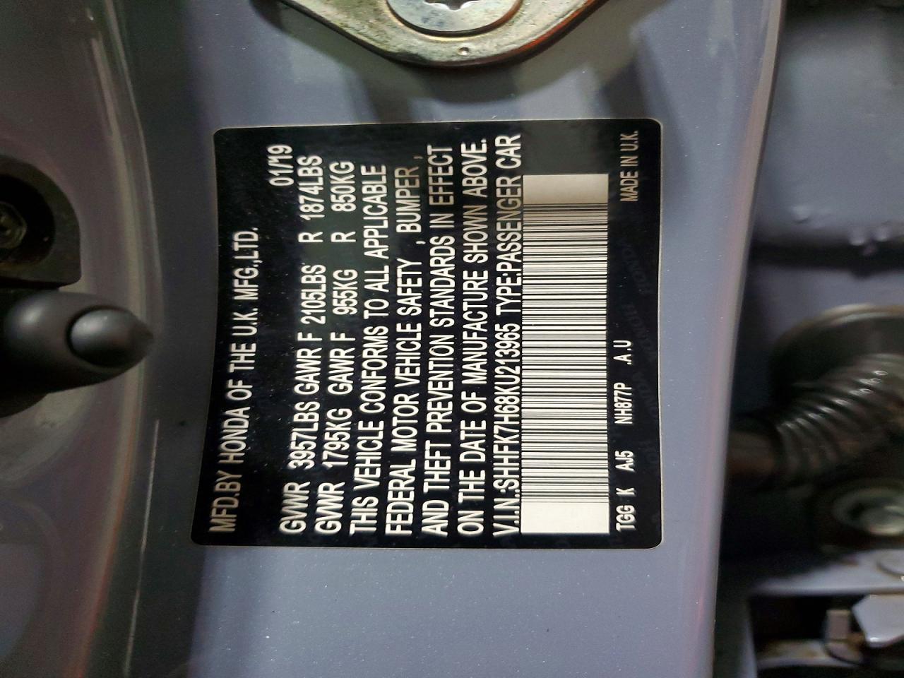 2019 HONDA CIVIC