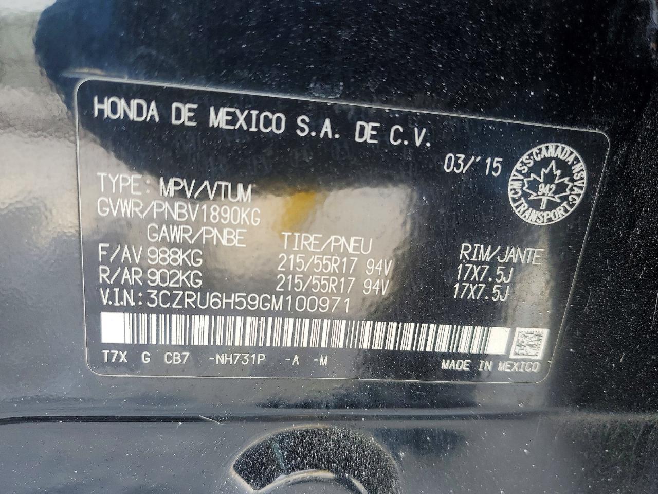 2016 HONDA HR-V