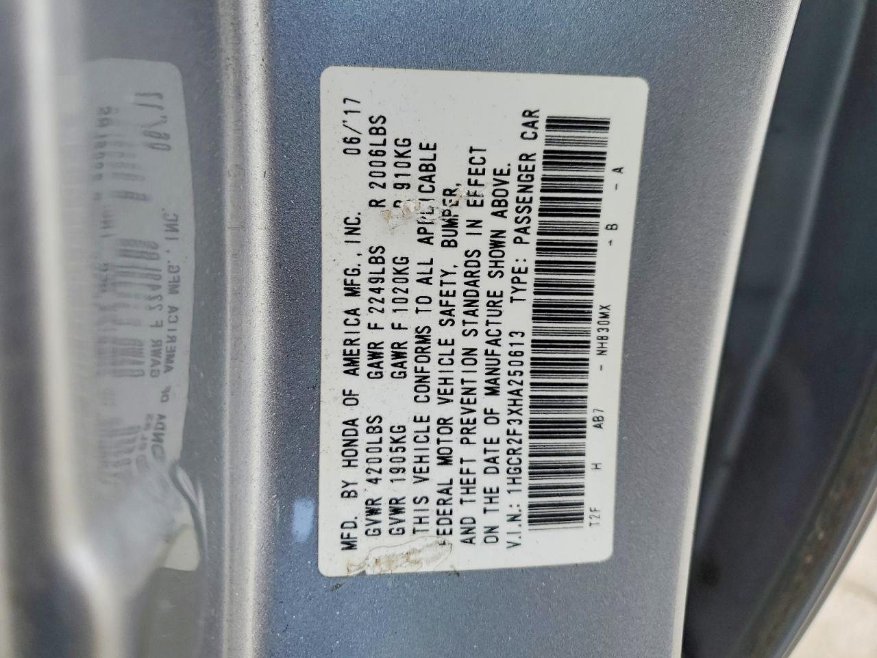 2017 HONDA ACCORD