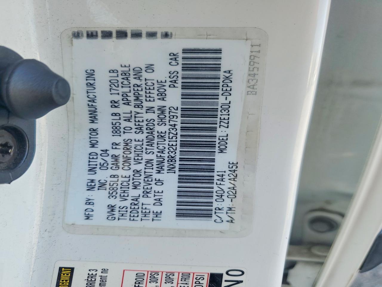 2005 TOYOTA COROLLA