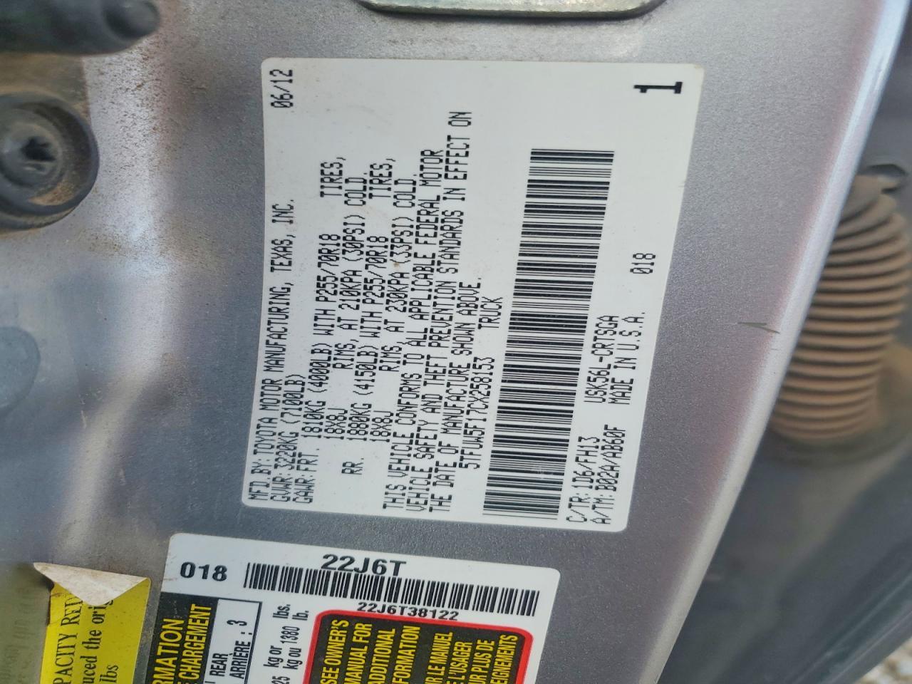 2012 TOYOTA TUNDRA