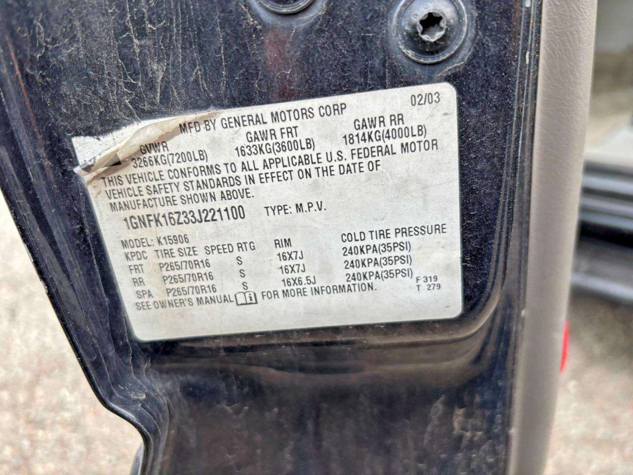 2003 CHEVROLET Suburban