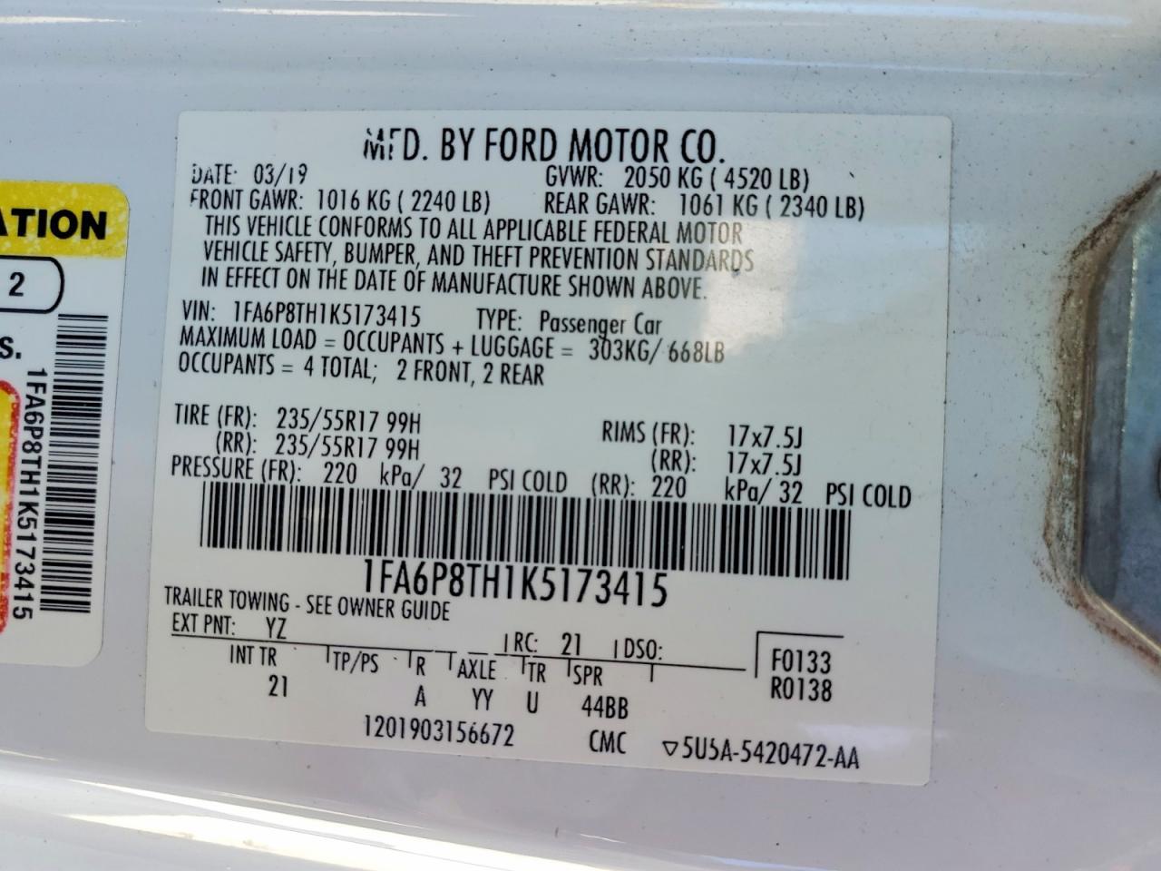 2019 FORD MUSTANG