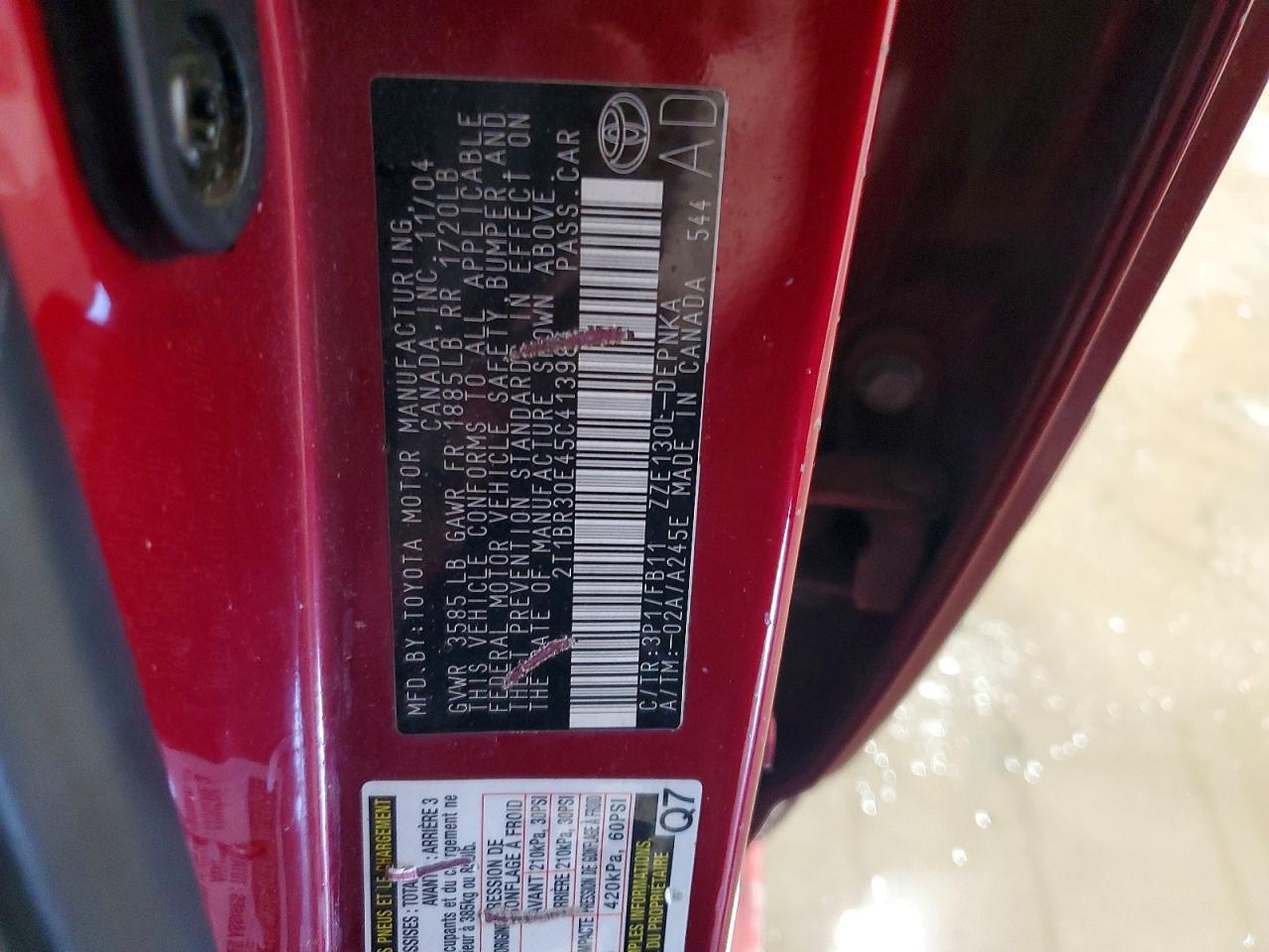 2005 TOYOTA COROLLA