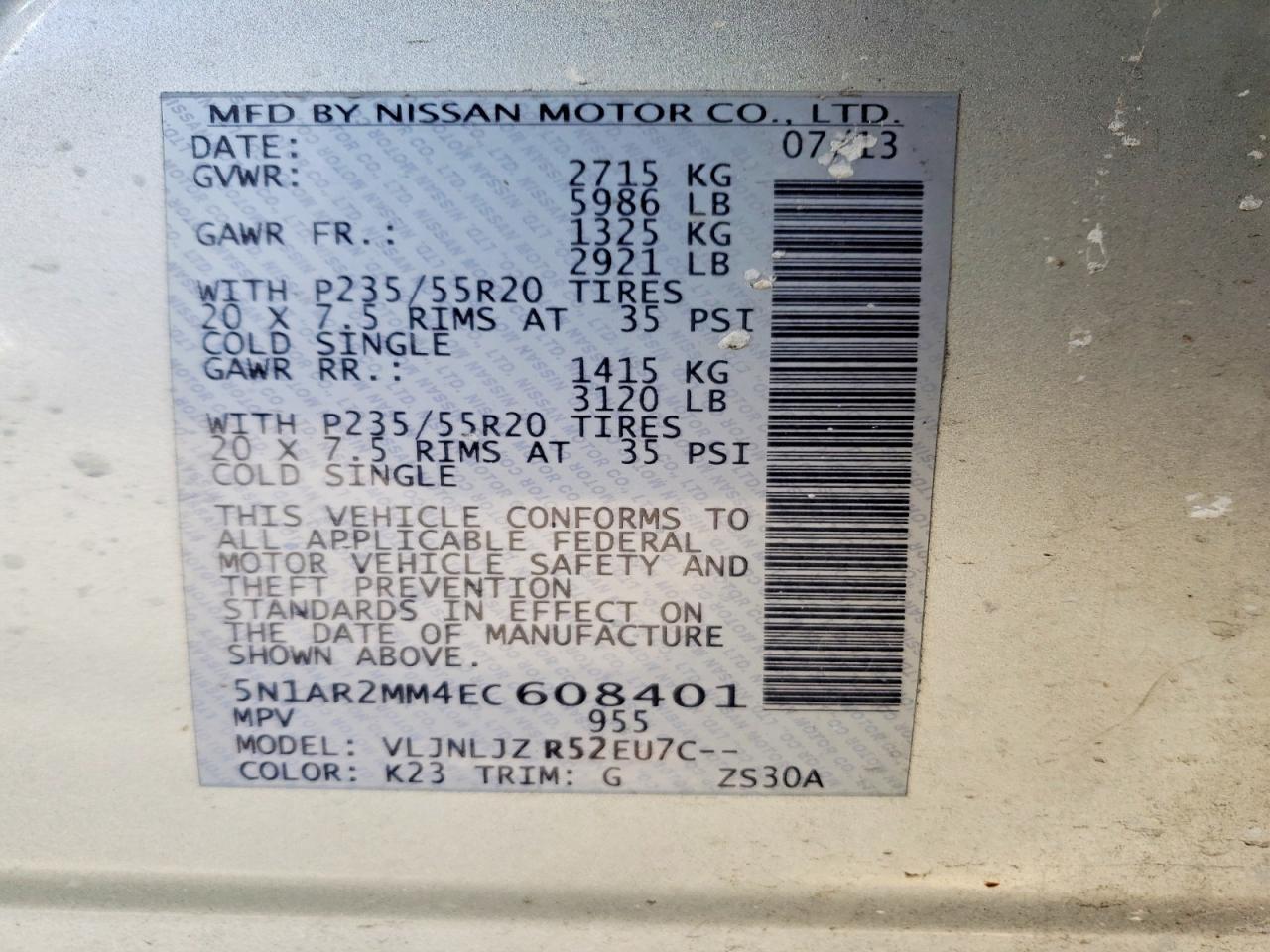2014 NISSAN PATHFINDER