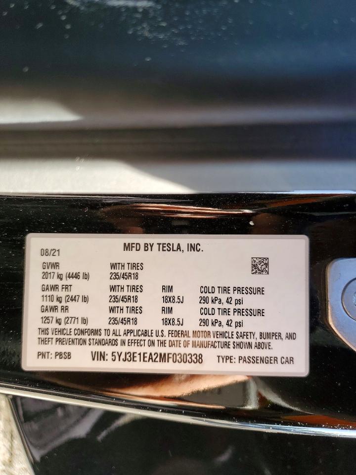 2021 TESLA MODEL 3