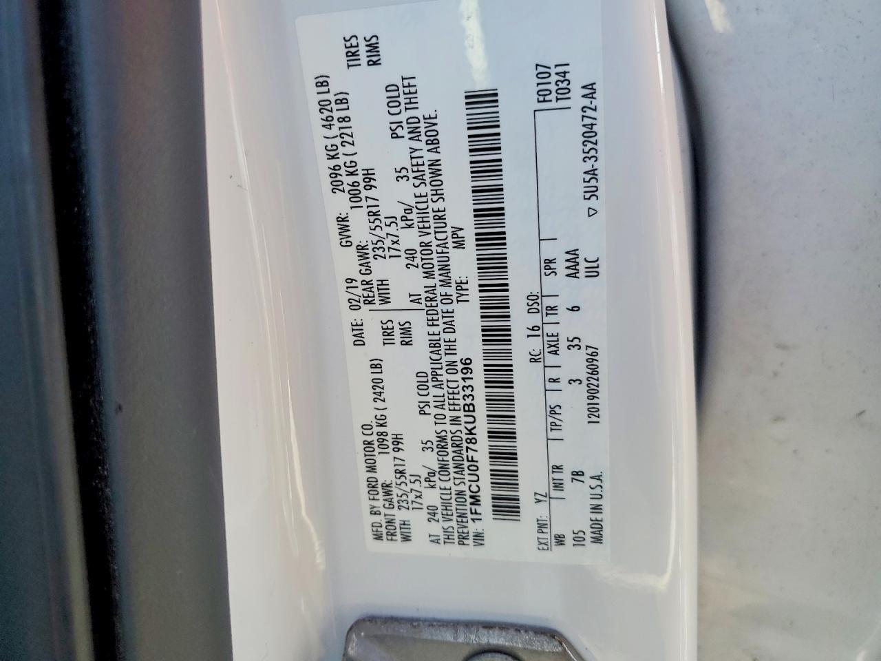 2019 FORD ESCAPE