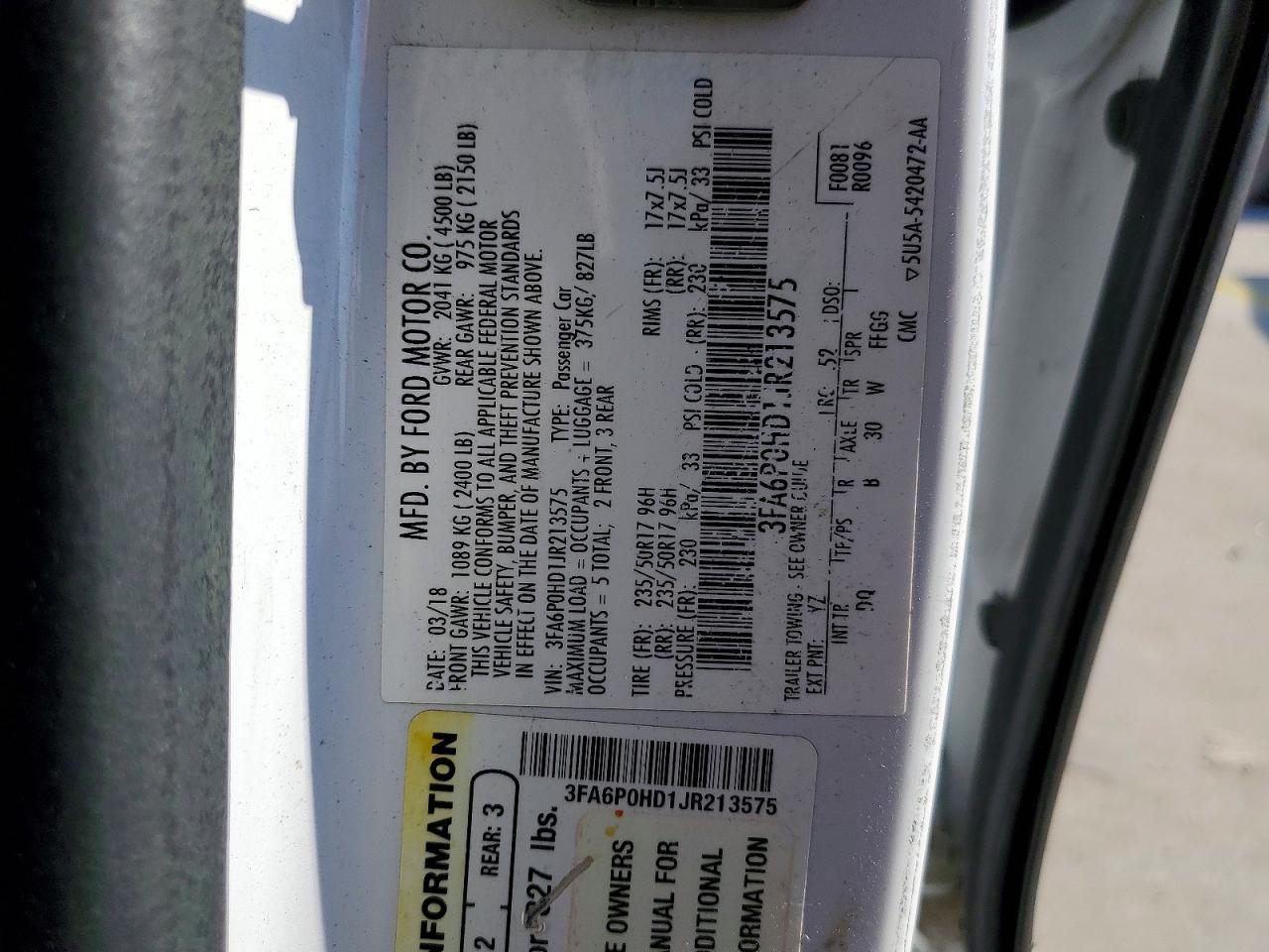 2018 FORD FUSION