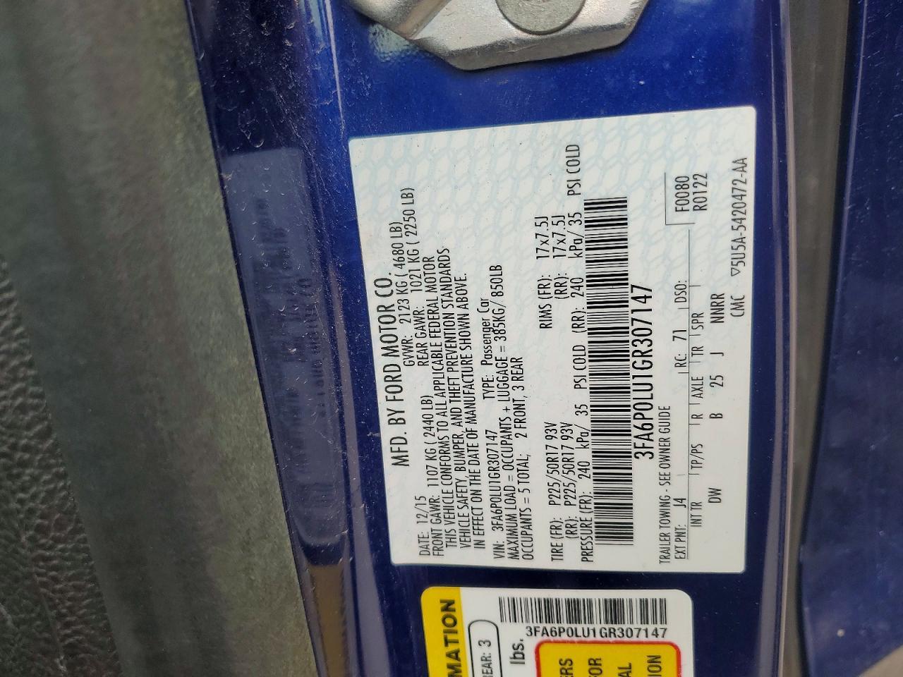2016 FORD FUSION