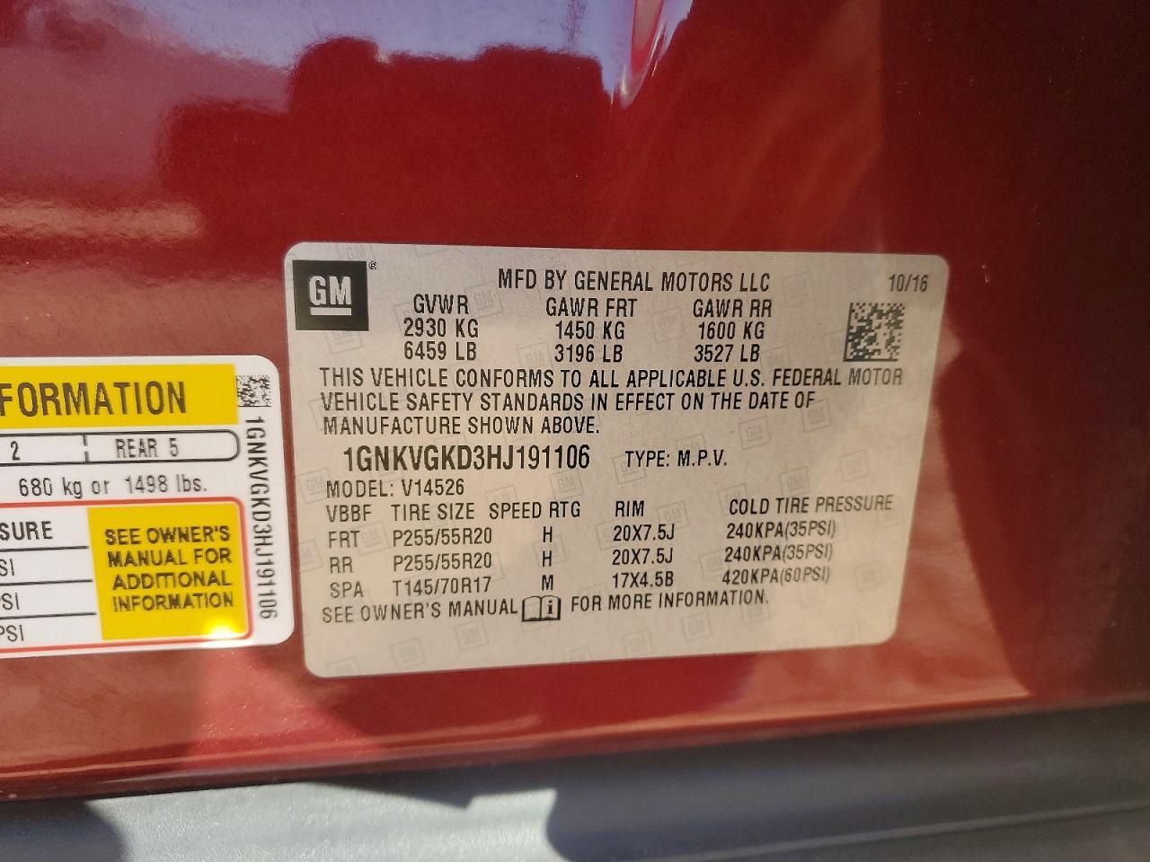 2017 CHEVROLET TRAVERSE