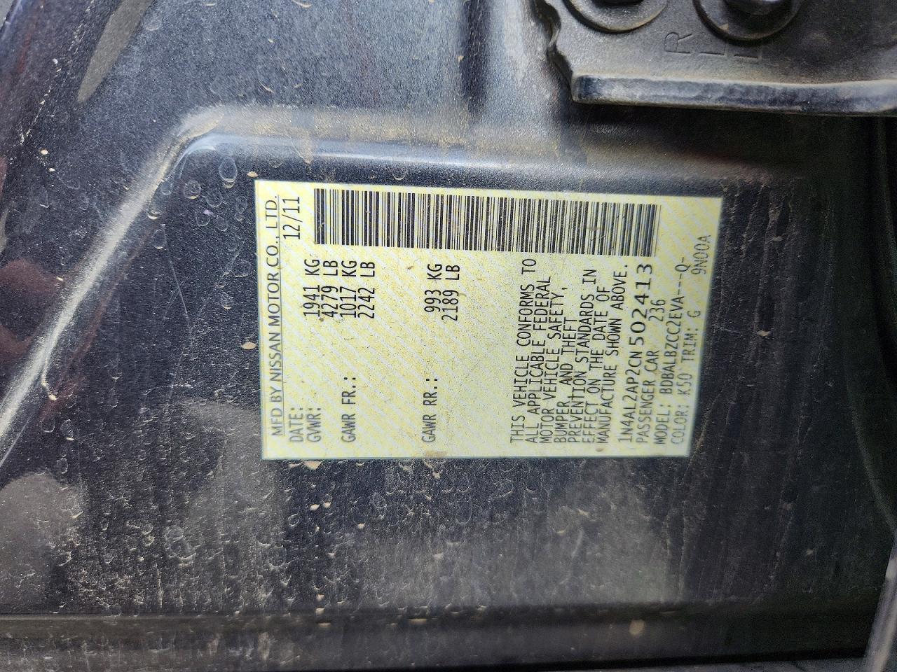 2012 NISSAN ALTIMA