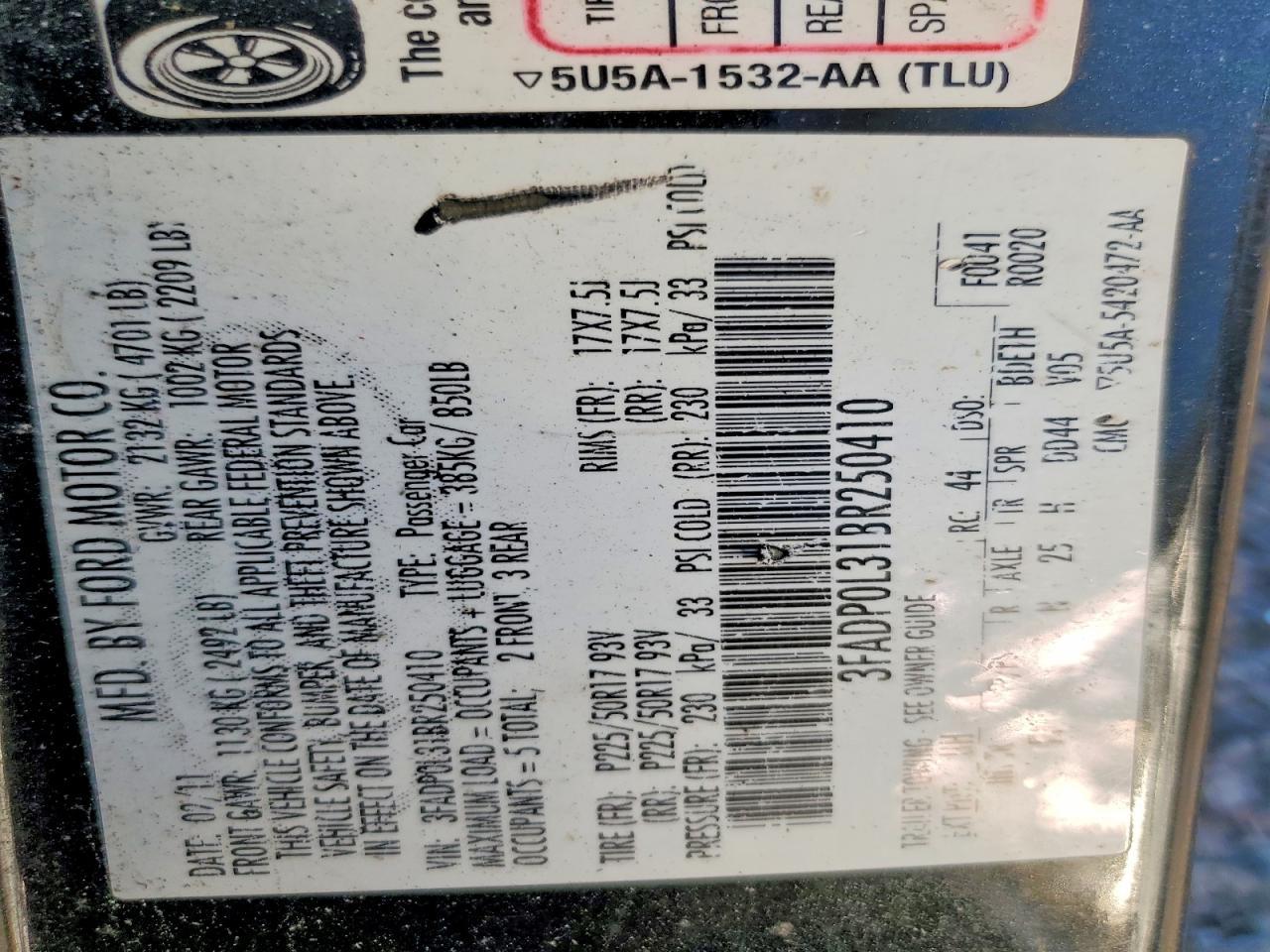 2011 FORD FUSION