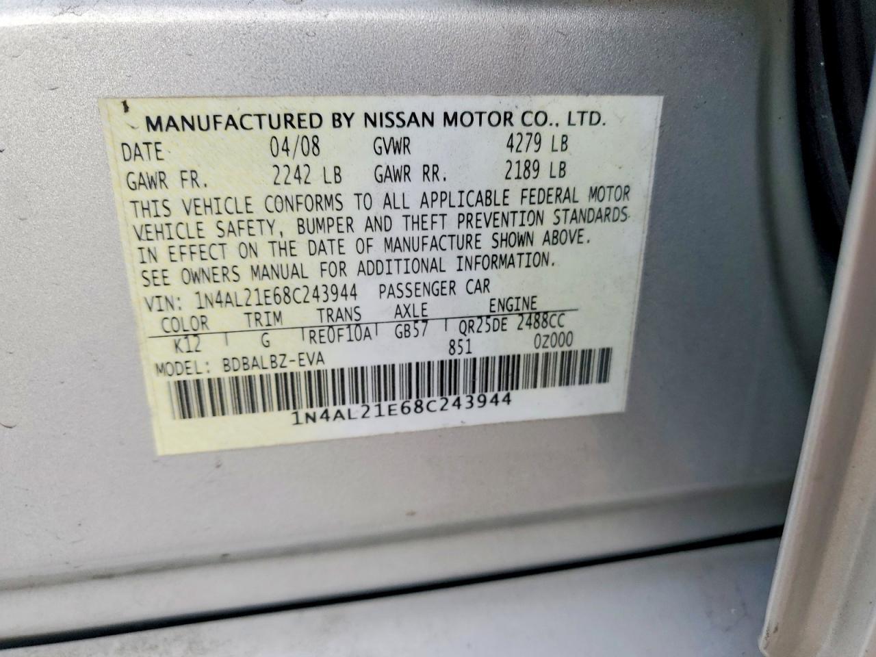 2008 NISSAN ALTIMA