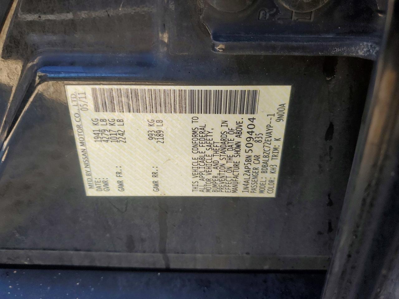 2011 NISSAN ALTIMA