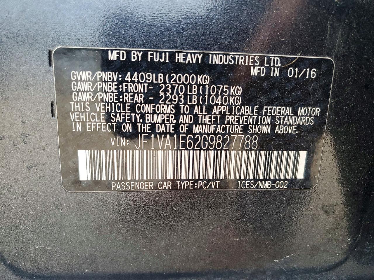 2016 SUBARU WRX