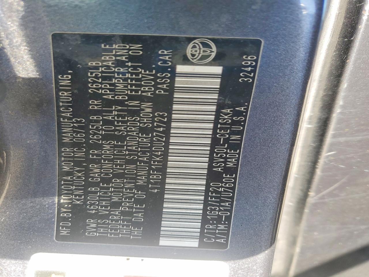 2013 TOYOTA CAMRY