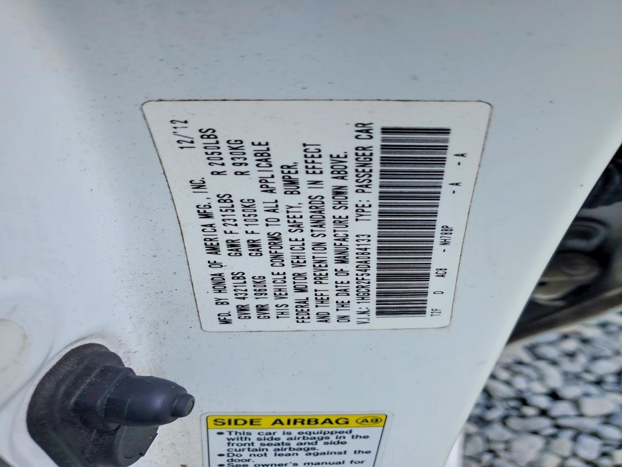 2013 HONDA ACCORD