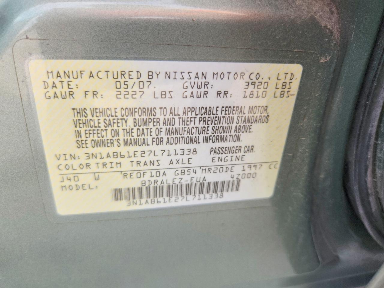 2007 NISSAN SENTRA