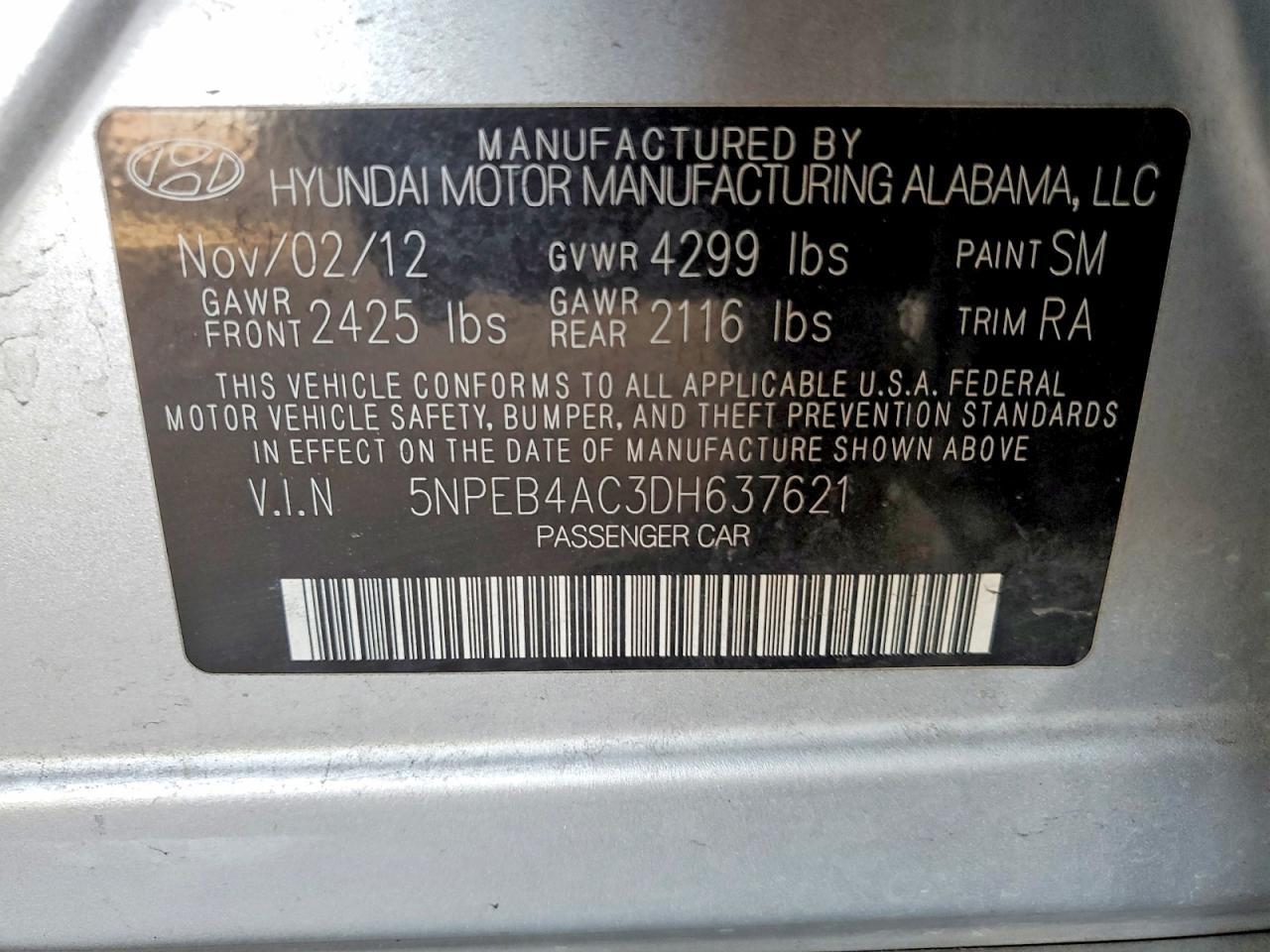 2013 HYUNDAI SONATA
