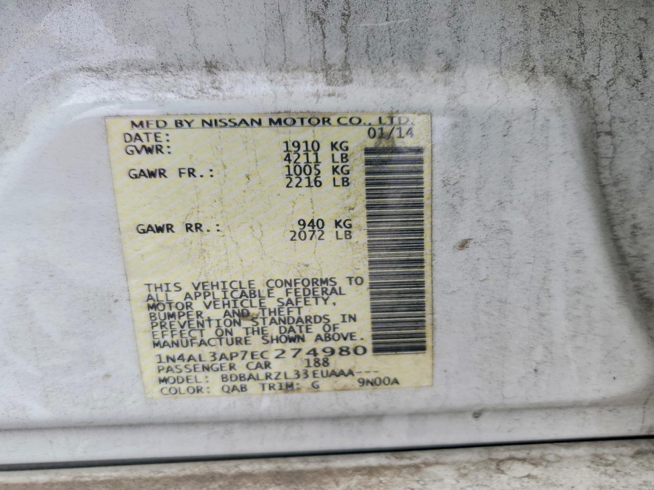 2014 NISSAN ALTIMA
