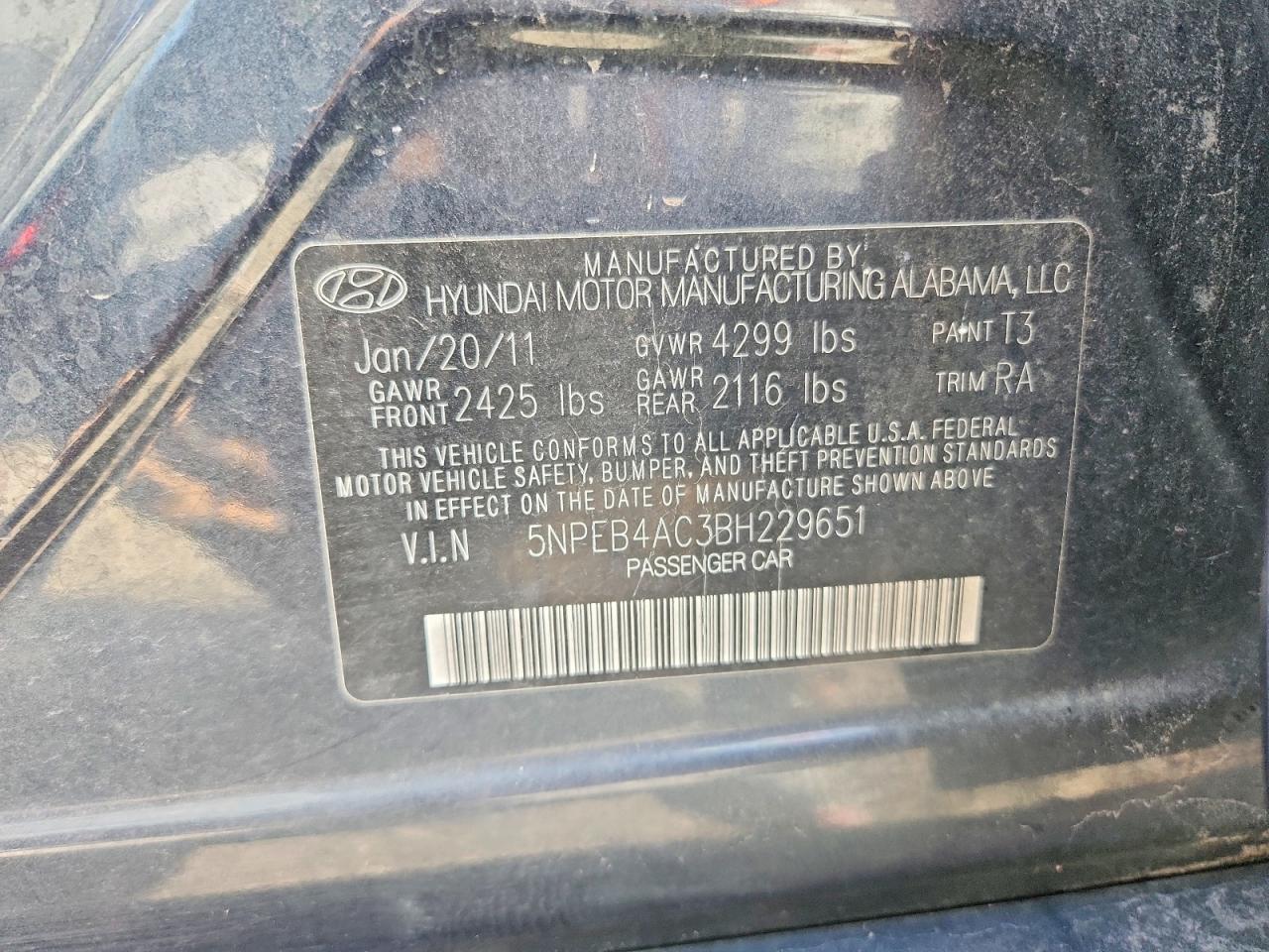 2011 HYUNDAI SONATA