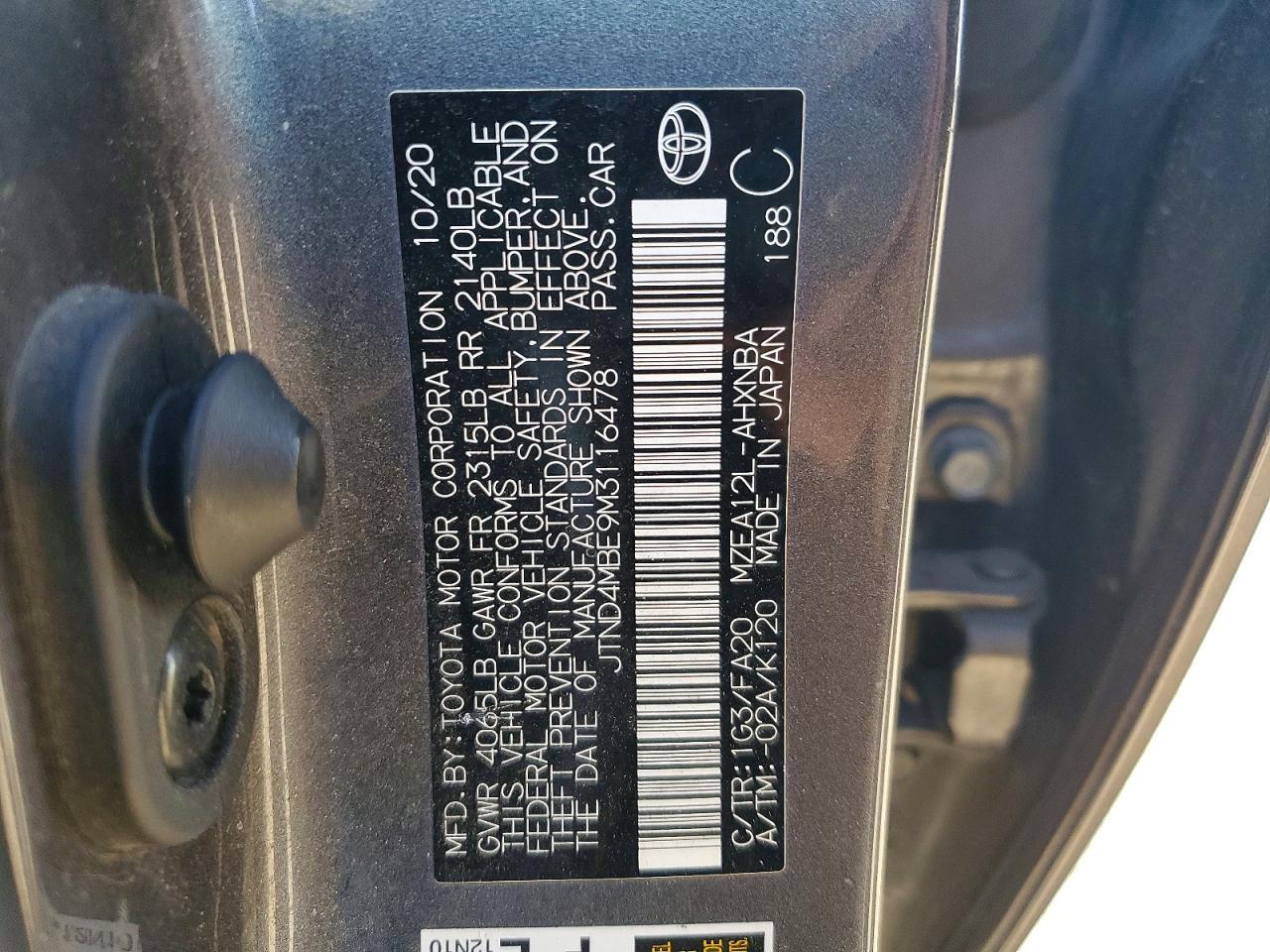 2021 TOYOTA COROLLA
