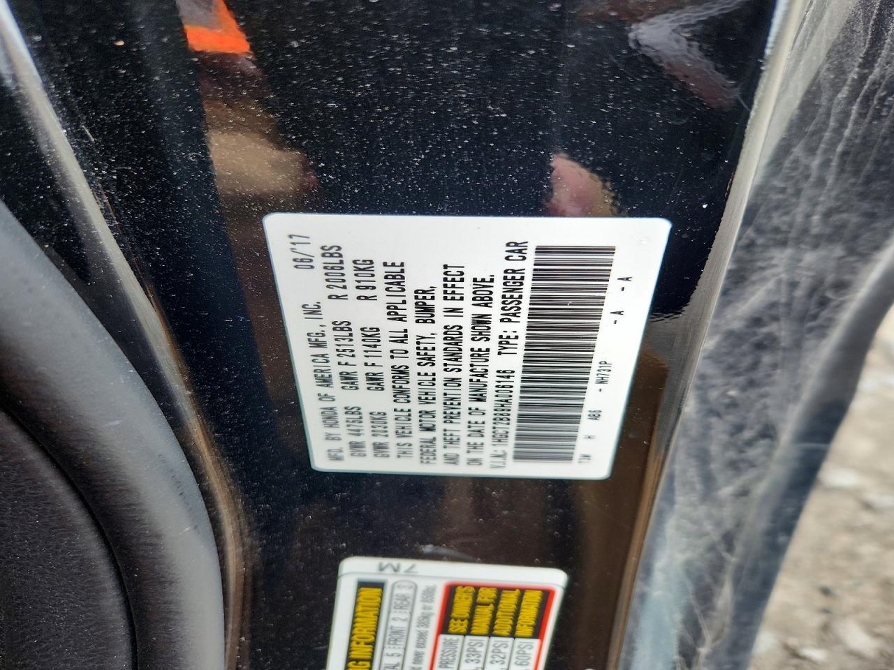 2017 HONDA ACCORD