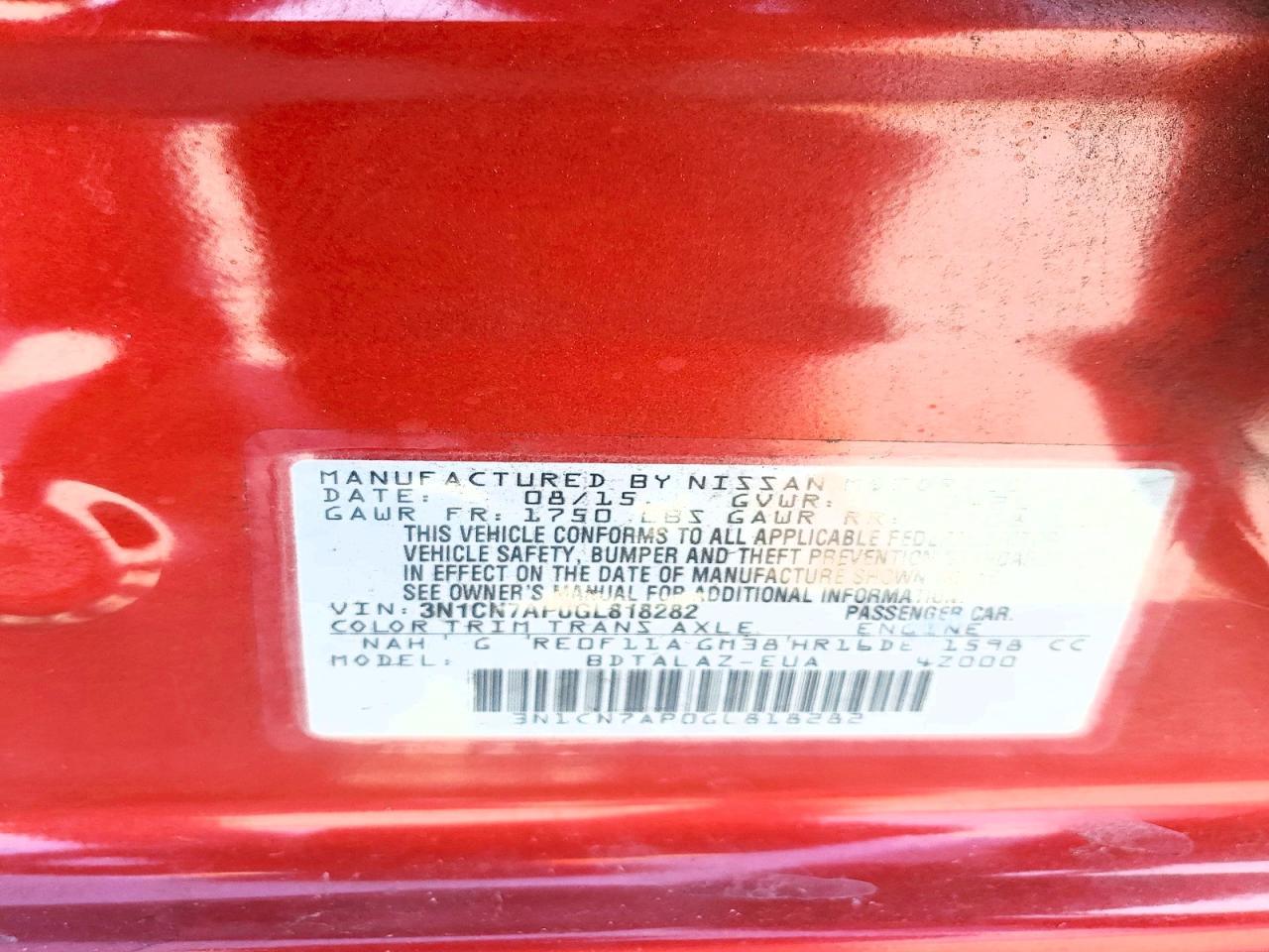2016 NISSAN VERSA