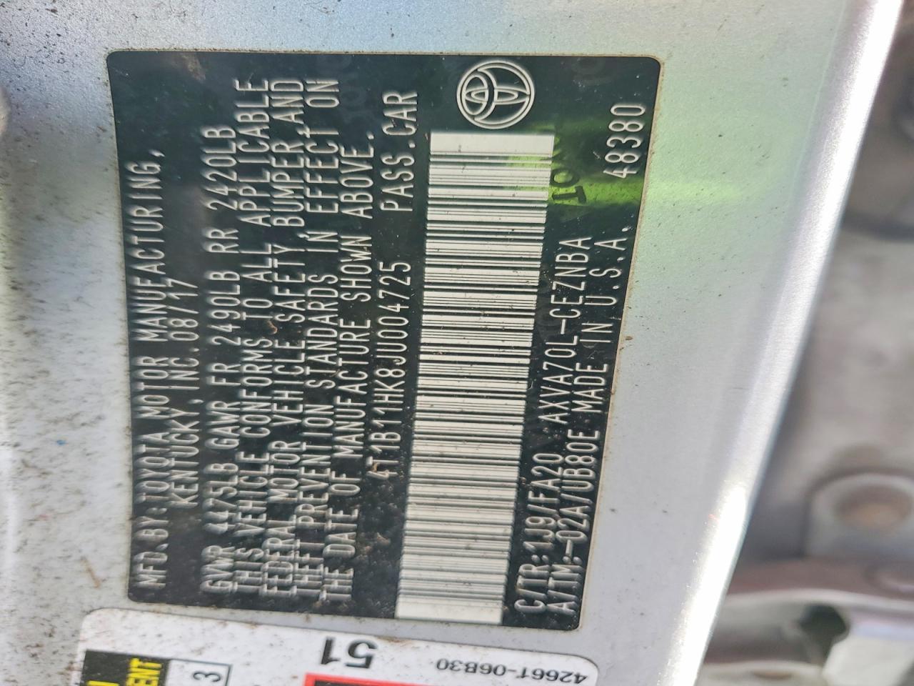 2018 TOYOTA CAMRY
