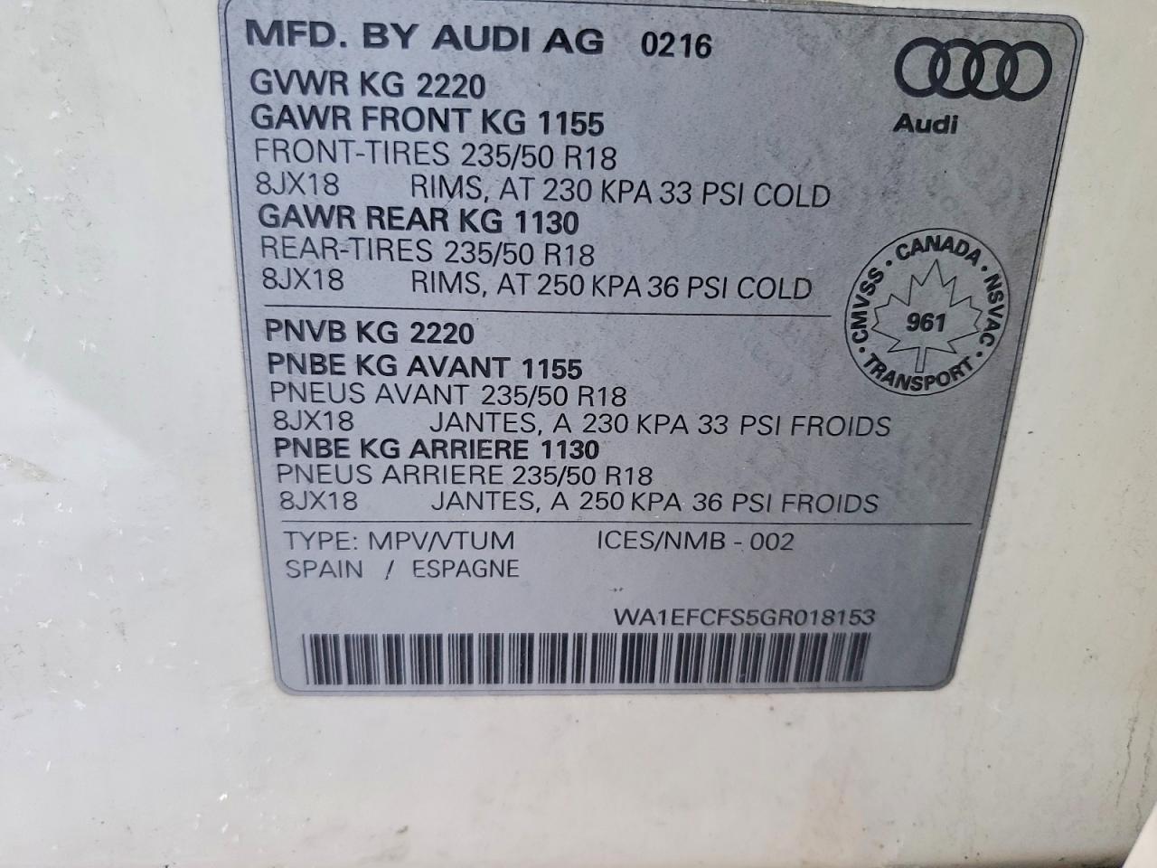 2016 AUDI Q3