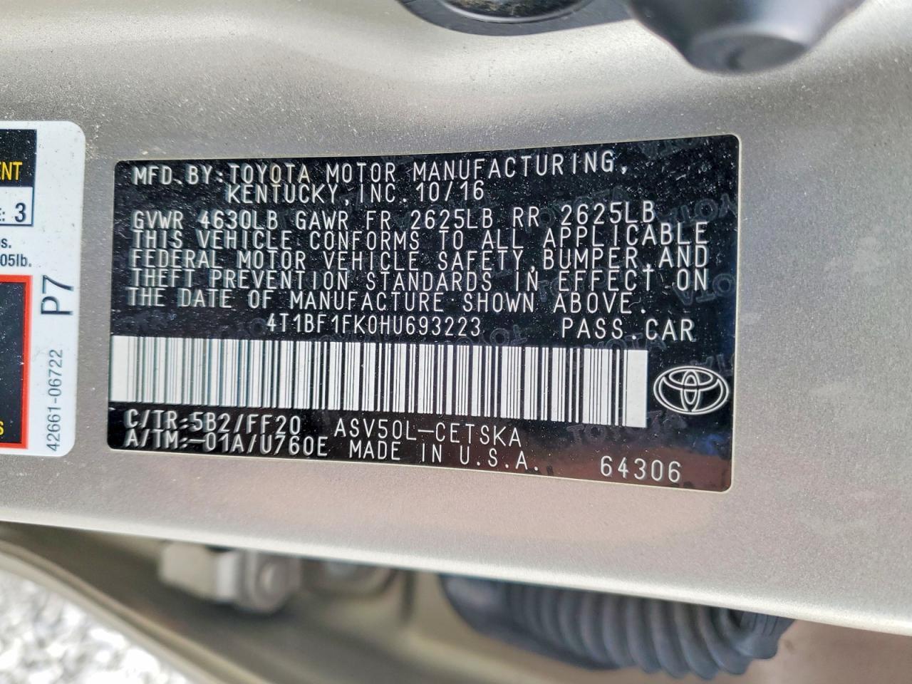 2017 TOYOTA CAMRY
