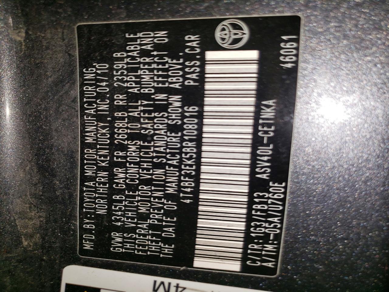 2011 TOYOTA CAMRY