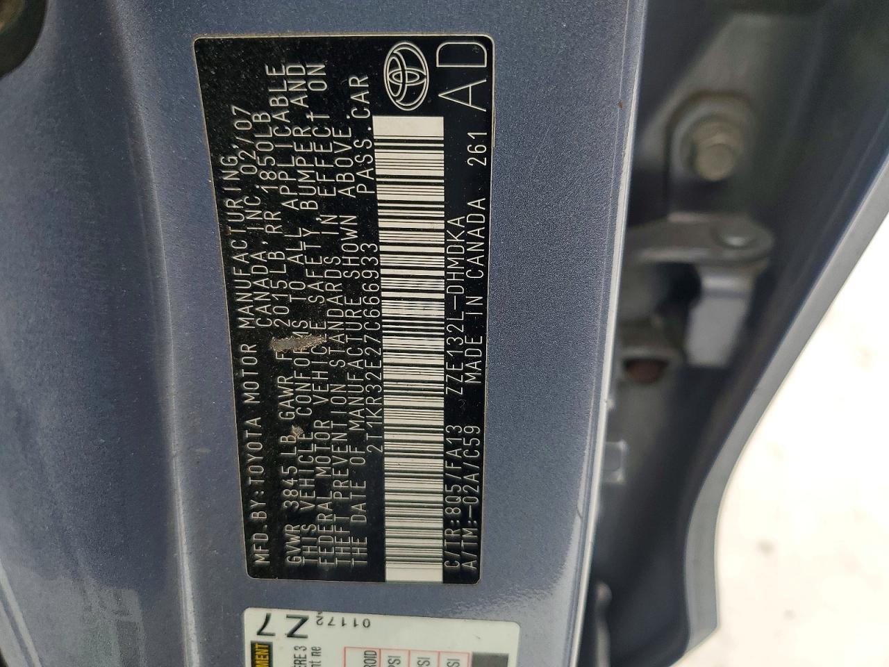 2007 TOYOTA COROLLA