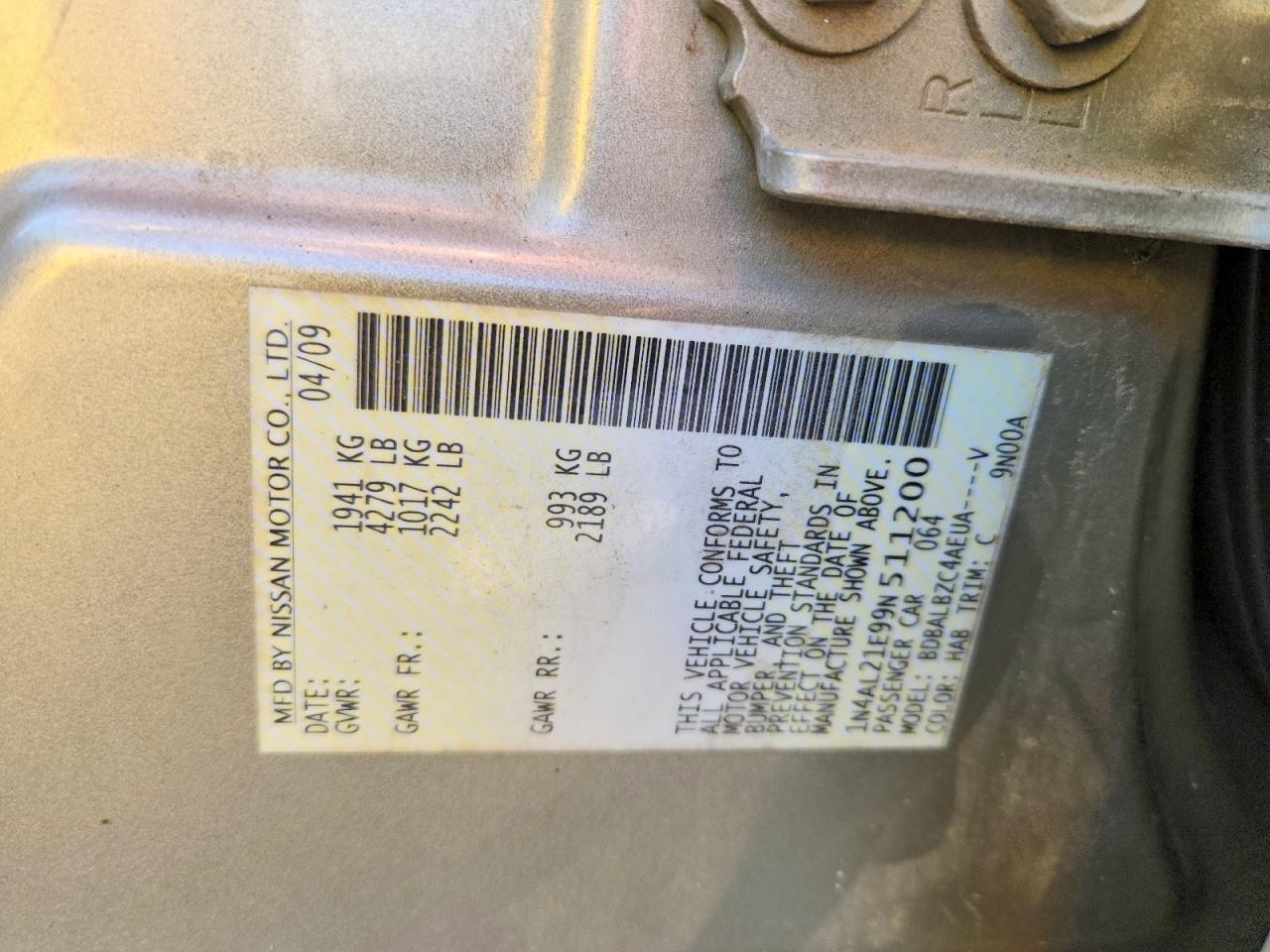 2009 NISSAN ALTIMA
