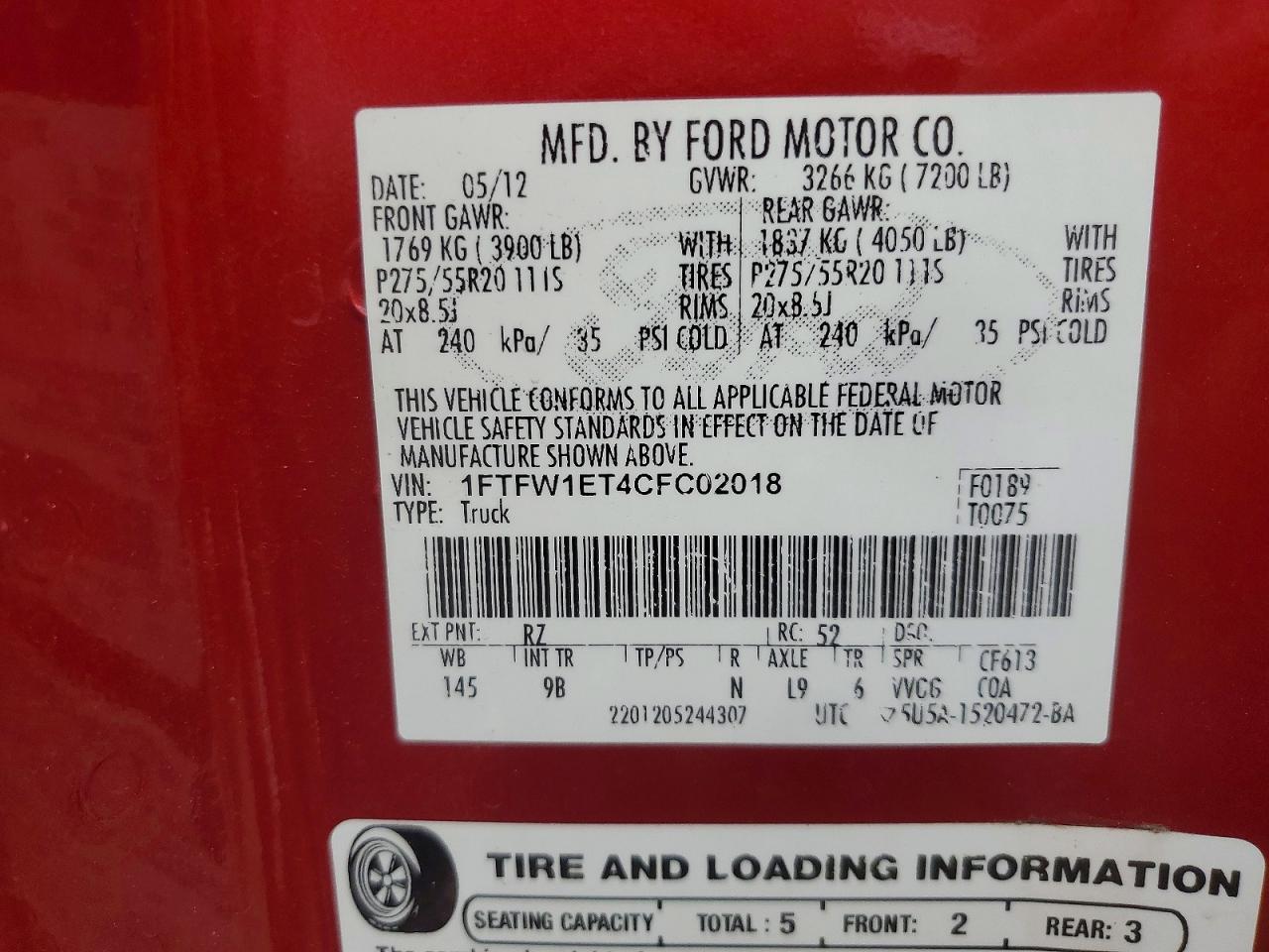 2012 FORD F-150