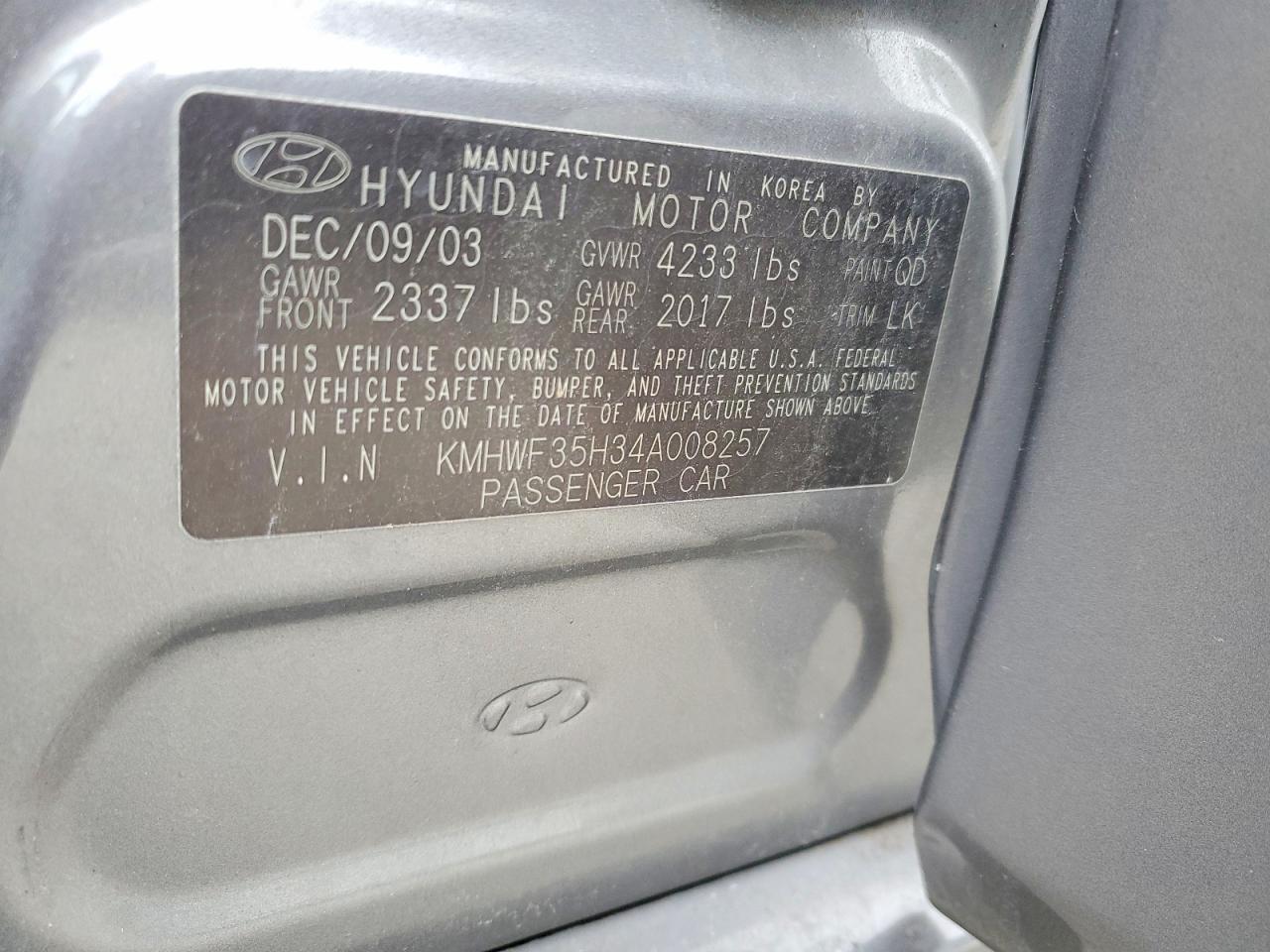 2004 HYUNDAI SONATA