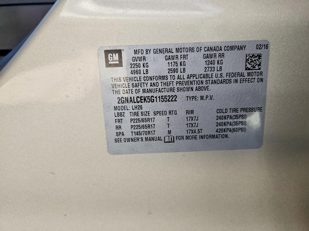 2016 CHEVROLET EQUINOX