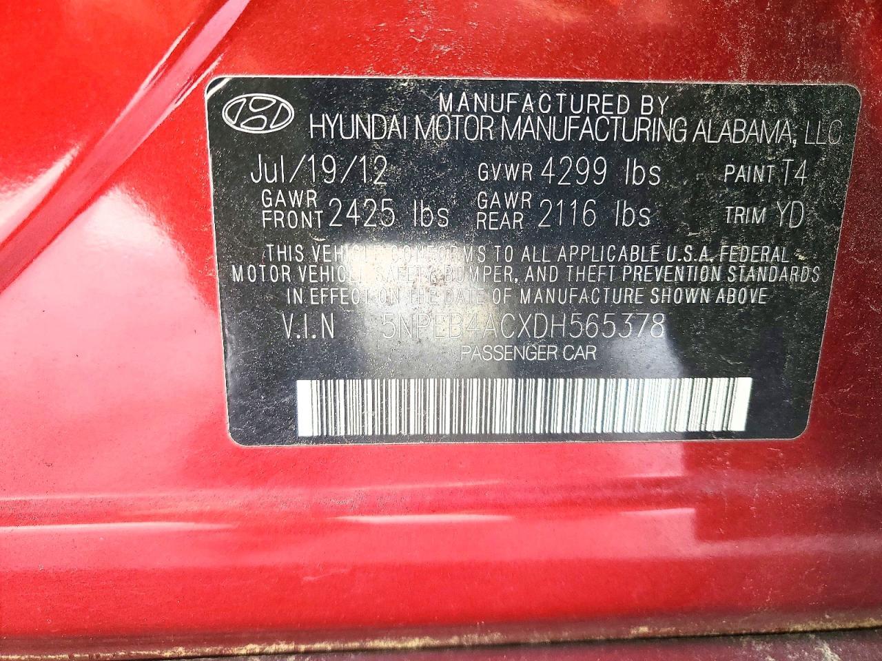 2013 HYUNDAI SONATA