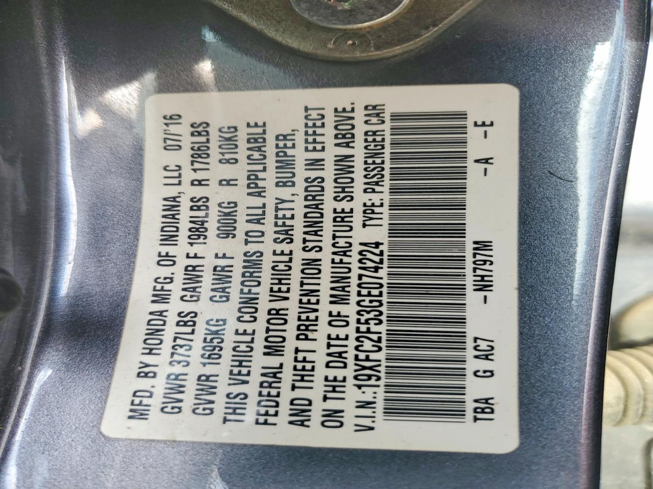 2016 HONDA CIVIC