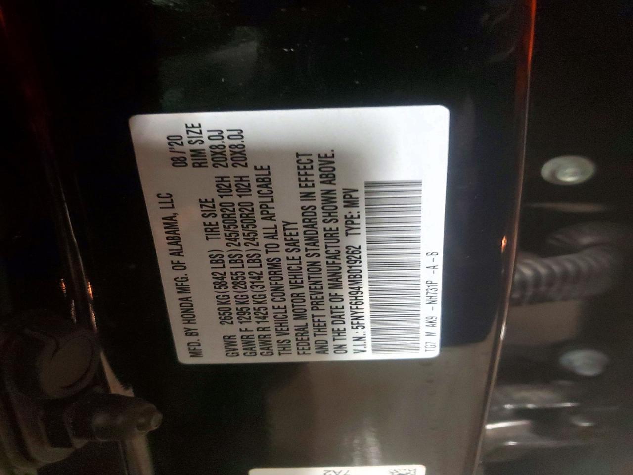 2021 HONDA PILOT