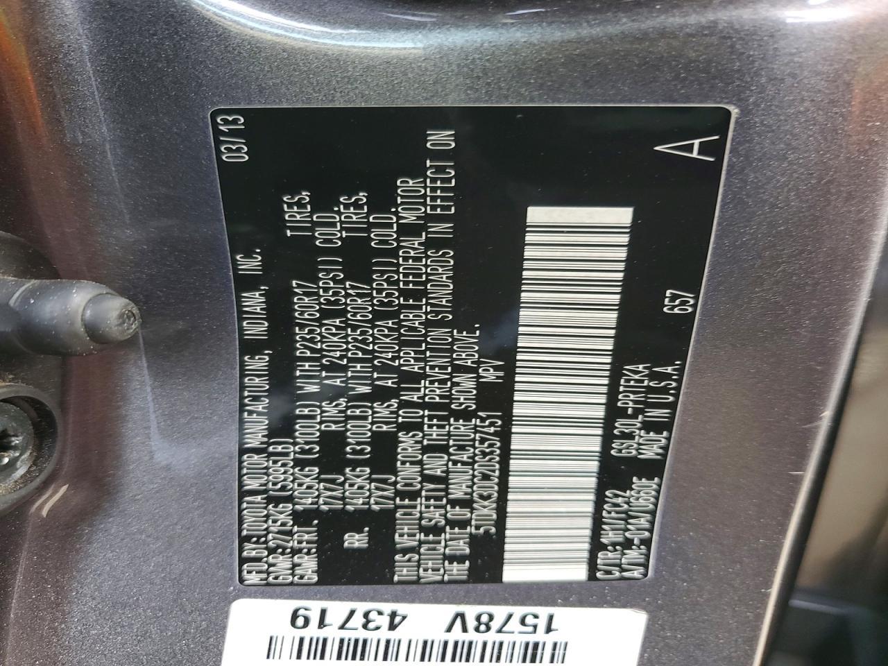 2013 TOYOTA SIENNA