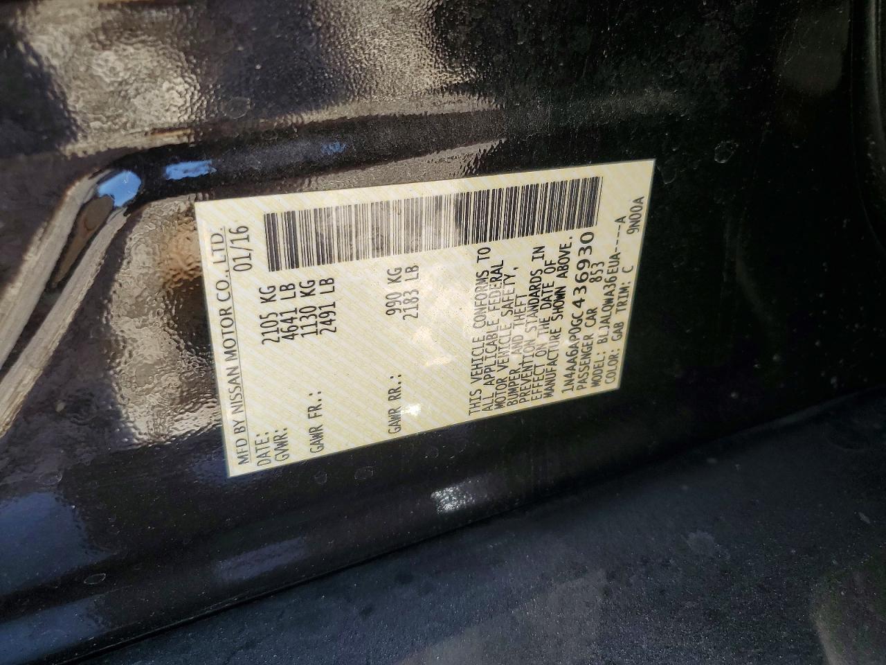2016 NISSAN Maxima