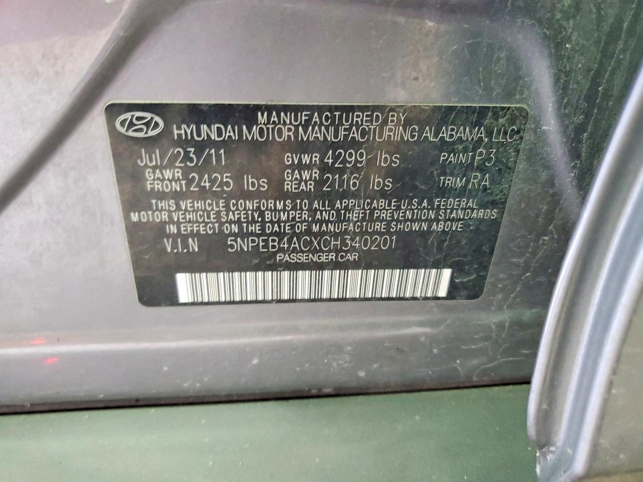 2012 HYUNDAI SONATA