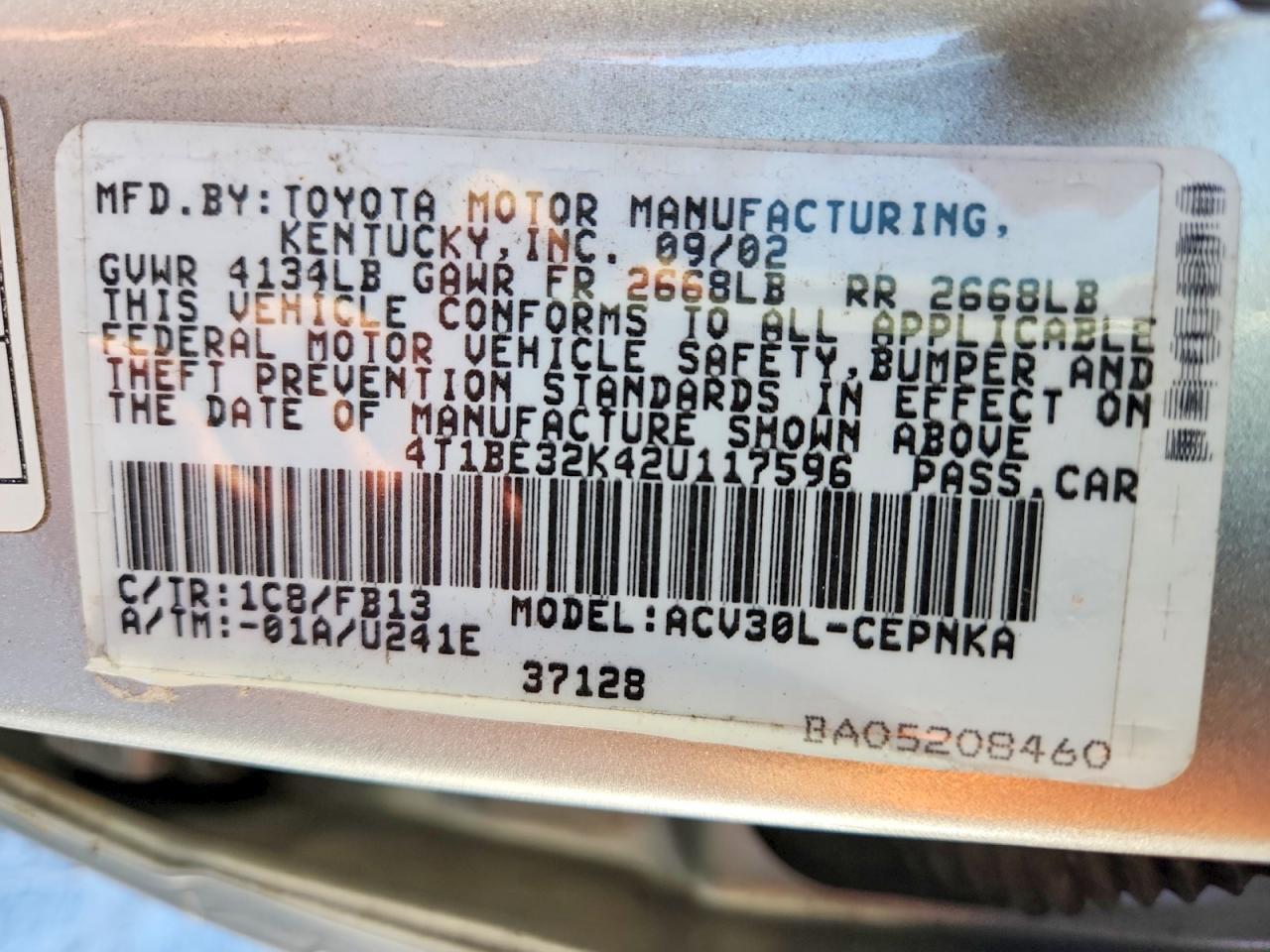 2002 TOYOTA CAMRY